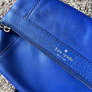 kate spade cobalt blue leather crossbody with gold hardware